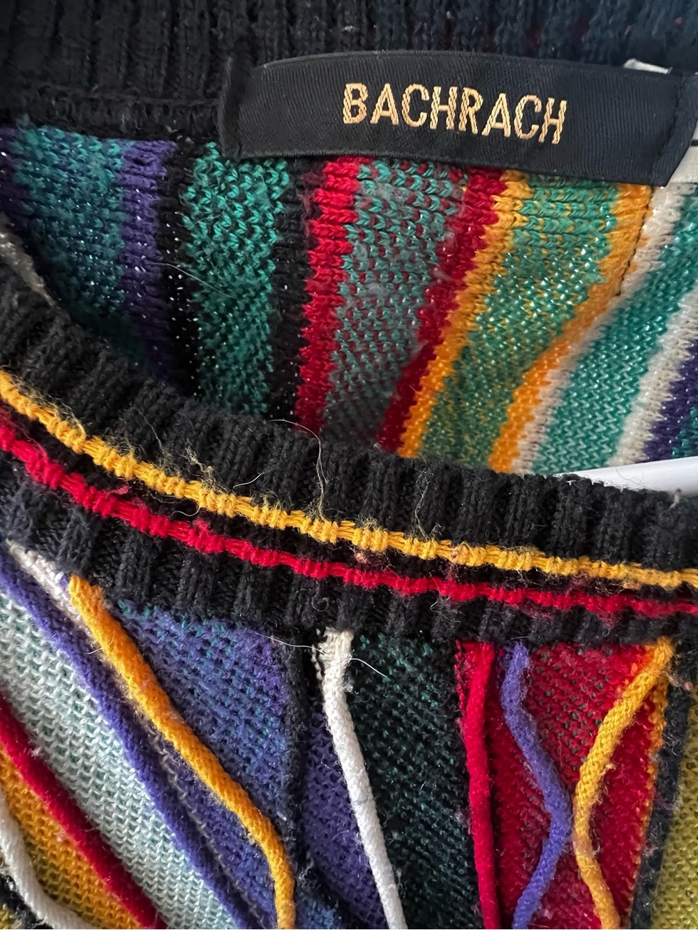 Bachrach Multicolor Striped Knit Sweater with Black Trim - Picture 3 of 3